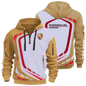 Porsche Motorsport Racing Half Zip Hoodie All Over Prints Multi-Pockets Custom Name