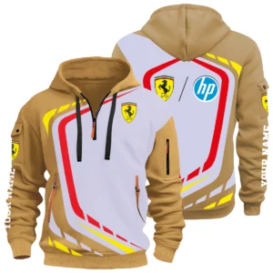 Scuderia Ferrari HP Racing Half Zip Hoodie All Over Prints Multi-Pockets Custom Name