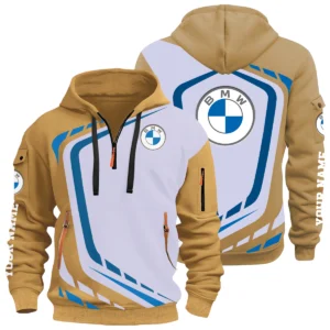 BMW Half Zip Hoodie All Over Prints Multi-Pockets Custom Name