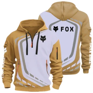 Fox Racing Half Zip Hoodie All Over Prints Multi-Pockets Custom Name