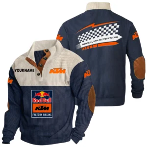 Red Bull KTM Factory Racing Exclusive Logo Knitted Ribbed Corduroy Sweatshirt Stand Collar Custom Name