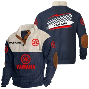 Yamaha Motor Exclusive Logo Knitted Ribbed Corduroy Sweatshirt Stand Collar Custom Name