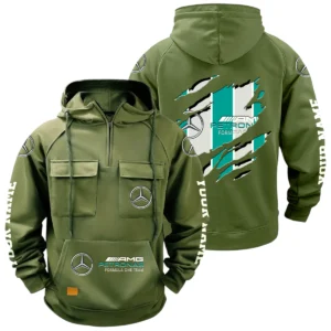 Mercedes-AMG Petronas Racing Quarter Zip Hoodie Multi-Pockets Custom Name