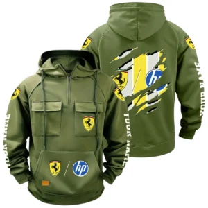 Scuderia Ferrari HP Racing Quarter Zip Hoodie Multi-Pockets Custom Name
