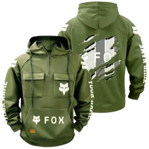 Fox Racing Quarter Zip Hoodie Multi-Pockets Custom Name