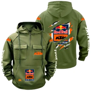 Red Bull KTM Factory Racing Quarter Zip Hoodie Multi-Pockets Custom Name