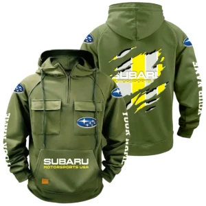 Subaru Motorsports USA Racing Quarter Zip Hoodie Multi-Pockets Custom Name