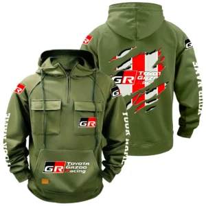 Toyota Gazoo Racing Quarter Zip Hoodie Multi-Pockets Custom Name