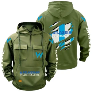 Williams Racing Quarter Zip Hoodie Multi-Pockets Custom Name