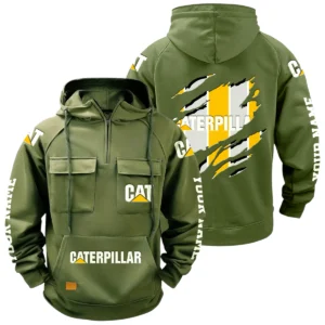 Caterpillar Quarter Zip Hoodie Multi-Pockets Custom Name