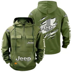 Jeep Quarter Zip Hoodie Multi-Pockets Custom Name