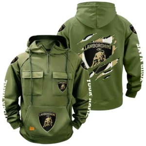 Lamborghini Quarter Zip Hoodie Multi-Pockets Custom Name