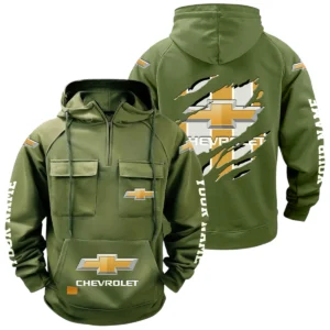 Chevrolet Quarter Zip Hoodie Multi-Pockets Custom Name