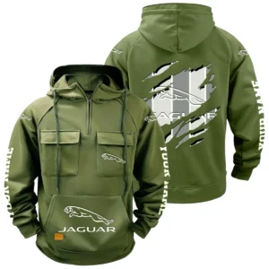 Jaguar Quarter Zip Hoodie Multi-Pockets Custom Name