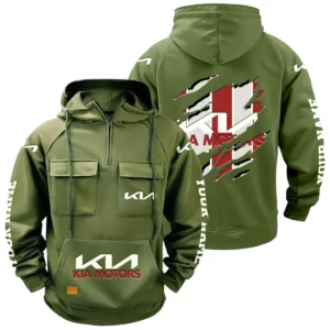 KIA Quarter Zip Hoodie Multi-Pockets Custom Name
