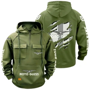 Moto Guzzi Quarter Zip Hoodie Multi-Pockets Custom Name