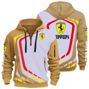 Ferrari Half Zip Hoodie All Over Prints Multi-Pockets Custom Name