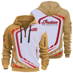 Indian Motorcycle Half Zip Hoodie All Over Prints Multi-Pockets Custom Name
