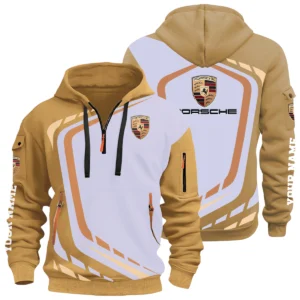 Porsche Half Zip Hoodie All Over Prints Multi-Pockets Custom Name