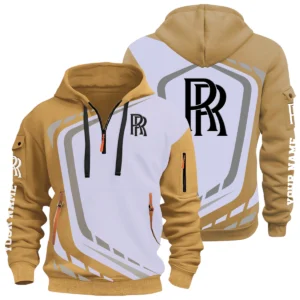 Rolls Royce Half Zip Hoodie All Over Prints Multi-Pockets Custom Name