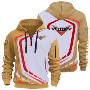 Victory Motorcycles Half Zip Hoodie All Over Prints Multi-Pockets Custom Name