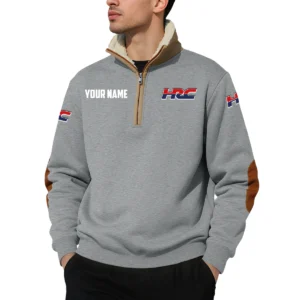 HRC Honda Racing Quarter Zip Sweatshirt Fleece-Lined Collar Custom Name