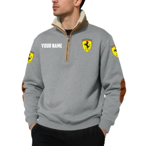 Ferrari Quarter Zip Sweatshirt Fleece-Lined Collar Custom Name