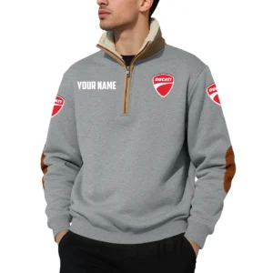 Ducati Motor Holding Quarter Zip Sweatshirt Fleece-Lined Collar Custom Name