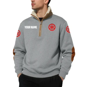 Yamaha Motor Quarter Zip Sweatshirt Fleece-Lined Collar Custom Name