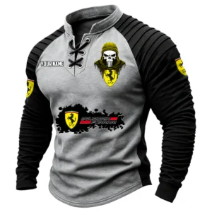 Scuderia Ferrari HP Racing Vintage Lace-Up Long Sleeve Shirt Custom Text