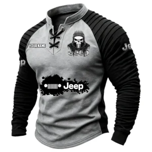 Jeep Vintage Lace-Up Long Sleeve Shirt Custom Text