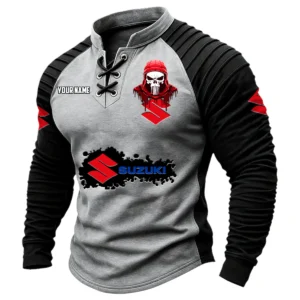 Suzuki Motor Vintage Lace-Up Long Sleeve Shirt Custom Text