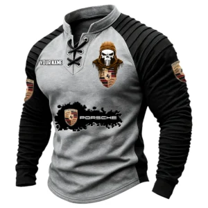 Porsche Vintage Lace-Up Long Sleeve Shirt Custom Text