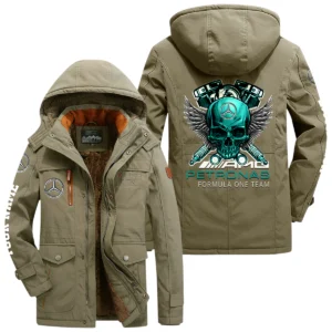 Mercedes-AMG Petronas Racing Windproof Jacket Heavy Duty Fleece Lined Hooded Coat Custom Your Name