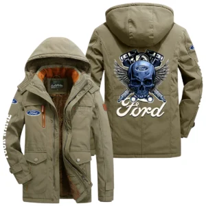 Ford Windproof Jacket Heavy Duty Fleece Lined Hooded Coat Custom Your Name