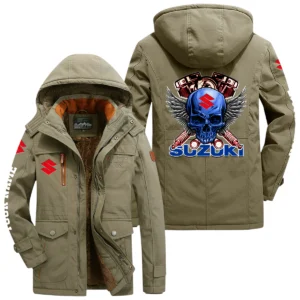 Suzuki Motor Windproof Jacket Heavy Duty Fleece Lined Hooded Coat Custom Your Name