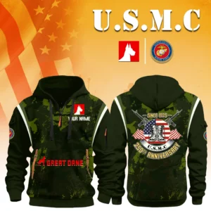 Great Dane Trailers x USMC 250th Anniversary 3D Half Zip Hoodie Custom Your Name