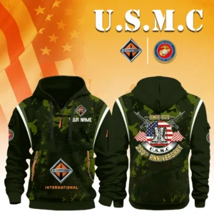 International Trucks x USMC 250th Anniversary 3D Half Zip Hoodie Custom Your Name