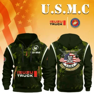 Isuzu Truck x USMC 250th Anniversary 3D Half Zip Hoodie Custom Your Name