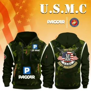 Paccar x USMC 250th Anniversary 3D Half Zip Hoodie Custom Your Name