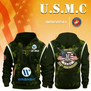 Wabash x USMC 250th Anniversary 3D Half Zip Hoodie Custom Your Name