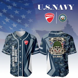 Ducati Motor Holding x US Navy 250th Anniversary 3D Baseball Jersey Custom Your Name