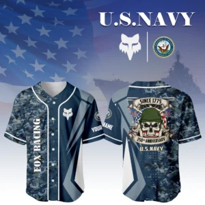Fox Racing x US Navy 250th Anniversary 3D Baseball Jersey Custom Your Name