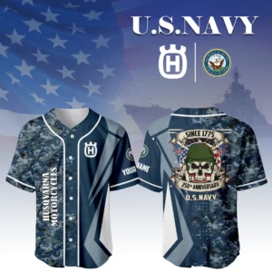 Husqvarna Motorcycles x US Navy 250th Anniversary 3D Baseball Jersey Custom Your Name