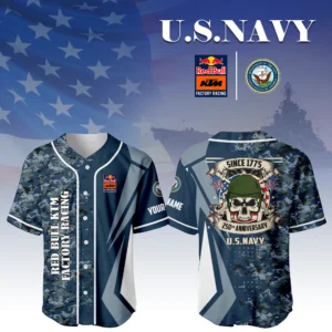Red Bull KTM Factory Racing x US Navy 250th Anniversary 3D Baseball Jersey Custom Your Name