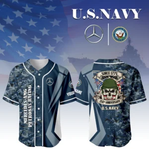 Mercedes-AMG Petronas Racing x US Navy 250th Anniversary 3D Baseball Jersey Custom Your Name