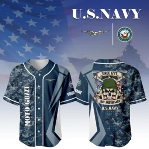 Moto Guzzi x US Navy 250th Anniversary 3D Baseball Jersey Custom Your Name