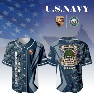 Porsche Motorsport Racing x US Navy 250th Anniversary 3D Baseball Jersey Custom Your Name