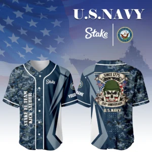 Stake F1 Team Kick Sauber x US Navy 250th Anniversary 3D Baseball Jersey Custom Your Name