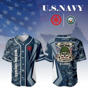 Yamaha Motor x US Navy 250th Anniversary 3D Baseball Jersey Custom Your Name